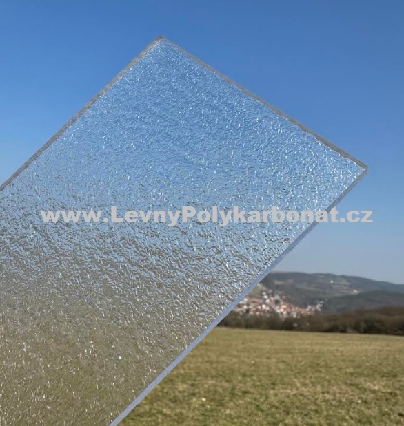 Plná deska ČIRÁ EMBOSS 6mm 2UV polykarbonát PALSUN š.2,05m x dl.4m (8,2 m2)